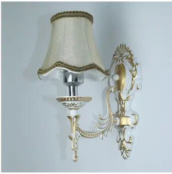 Vienkāršs un stilīgs Eiropas E27 sienas lampas retro sudraba / zelta valsti auduma lampu, 1 / 2heads