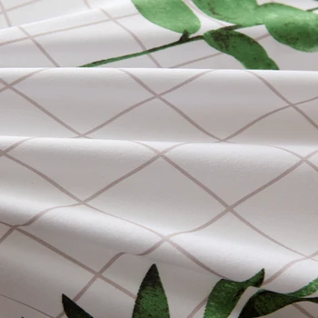 Vienkāršu baltu zaļo lapu gultas komplekti augu dvīņu pilna queen, king size gulta sega sedz lapa spilvendrāna jaunu modes gultasveļa