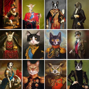 Vintage Stila 5D Dimanta Krāsošana Pilnu Kvadrātveida Dzīvniekiem Mozaīkas Krāsošana Briežu Kaķu Portretu Ziemeļu Sienas Mākslas Mājas Apdare