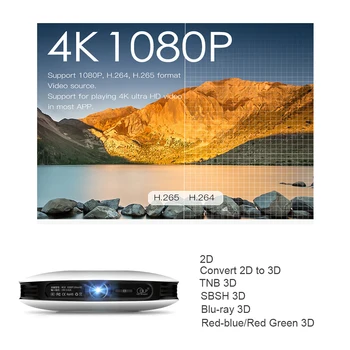Vivicine 1080p 3D 4K Projektoru,Android, WIFI, HDMI, USB Full HD Mini DATORU Spēles Mājas Kinoteātra Kino Proyector 12000 mAh Akumulators, Beamer