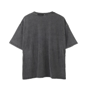 Vīriešu Problemātisko Apmales T-krekls Vasarā Kokvilnas Apaļu Kakla Apģērbs tīrtoņa Krāsu Zaudēt Lielgabarīta T-krekli Vintage Ikdienas Topi