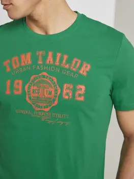 Vīriešu T-krekls, Tom Tailor spilgti vasaras veste par katru dienu moderns, ar drukas uzraksts skaistu darbu sportisks, mīkstu kokvilnas ērti krāsu jauniešu klubs atvieglotu ikdienas Fitnesa V kakla Izmēra t-krekls