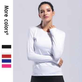 WOHUADI Plus izmērs XL, Sieviešu, Sporta zāle, fitness joga valkāt sieviešu krekls PRO zeķubikses Acs Raibs elastīgs garām piedurknēm T-krekls Balts Re
