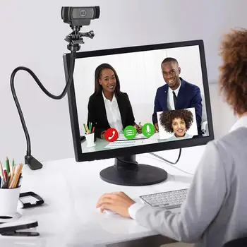 Webcam Stāvēt Uzlabota, Izturīga, Galda Žokļa Kamera Fiksācijas Turētājs Ar Elastīgu Gooseneck Par Logitech Webcam Augstas Kvalitātes Dropship