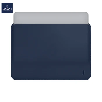 WiWU Laptop Sleeve for MacBook Air 13 collu Ūdens necaurlaidīgs PU Ādas soma MacBook Pro 13 15 Collu Ultra-slim Klēpjdatora Soma Gadījumā