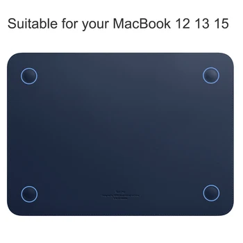 WiWU Laptop Sleeve for MacBook Air 13 collu Ūdens necaurlaidīgs PU Ādas soma MacBook Pro 13 15 Collu Ultra-slim Klēpjdatora Soma Gadījumā