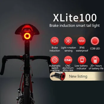XLITE100 Velo Lukturīti Velosipēds Aizmugures Gaismas Auto Start/Stop Bremžu Uzrādi IPx6 Ūdensdrošs LED Uzlādes Riteņbraukšana Taillight