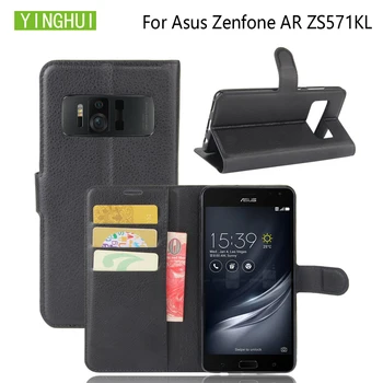 YINGHUI Par Asus ZenFone AR ZS571KL Gadījumā Flip Ādas Telefonu Gadījumā Seifa Ādas Stāvēt Segtu Filp Gadījumos 5.7 collas