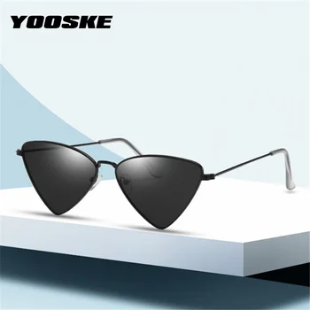 YOOSKE Modes Cat Eye Saulesbrilles Sieviešu Luksusa Mazo Kadru Retro Saules Brilles Vīriešu Zīmolu Dizaina Trīsstūris Brilles UV400 Aizsargbrilles