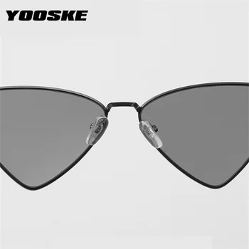 YOOSKE Modes Cat Eye Saulesbrilles Sieviešu Luksusa Mazo Kadru Retro Saules Brilles Vīriešu Zīmolu Dizaina Trīsstūris Brilles UV400 Aizsargbrilles