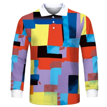 YOUTHUP 3D Vīriešu Polo Krekls Gadījuma 3D Iespiesti Īpašu dizainu garām Piedurknēm Polo Krekls Streetwear Vīriešu Krekli Plus Lieluma 7XL