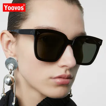 Yoovos Luksusa Saulesbrilles Sieviešu Ir 2021. Lielgabarīta Zīmola Dizainere Laukumā Saulesbrilles Sieviešu Iepirkšanās Modes Lentes De Sol Hombre