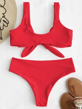 ZAFUL Polsterētas Sānu Mezgls Bikini Komplekts Sievietēm Siksnas Cietā Peldkostīmu Seksīgi Peldkostīmi, Vasarā Peldēšana Dāmas peldkostīms Beachwear
