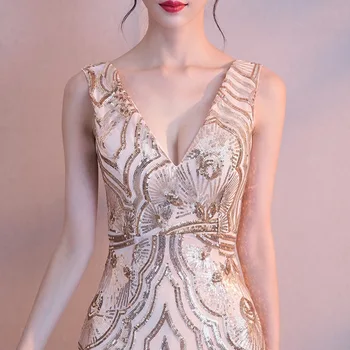 Zelta Vizuļi Frēzēšana Vakara Kleitas Sirēna Ilgi Oficiālu Balli Puse Kleita 2019 Jaunā Stila Drēbes De Saviesīgs Vakars Haute Couture