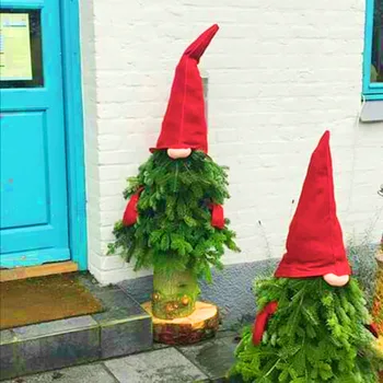 Ziemassvētku Xmas Tree Top Hat Deguna Cimdi Gnome Rotājumu Karājas DIY Apdare