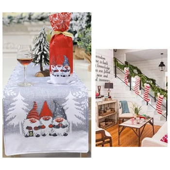 Ziemassvētku zviedrijas Gnome Galda Runner Galdauts Placemat Mājas Kāzas Svētki Rotājumi 73 x 14 Collas