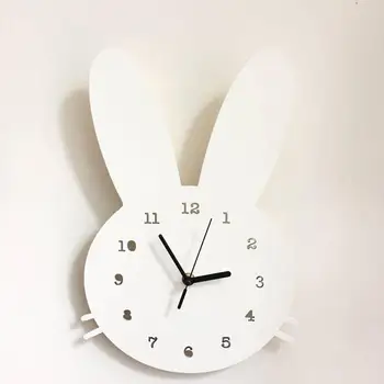 Ziemeļvalstu mājas trušu pulkstenis karikatūra klusums pulkstenis sienas apdares pulksteni bērnu istabas zēns istabas sienas dekors