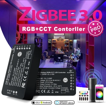 ZigBee 3.0 RGB+PKT LED Kontrolieris Pro Smart APP Balss Kontroles Darbu Ar Amazon Echo Plus RF SmartThings