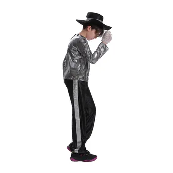 Zēni Bērniem Michael Jackson Cosplay Kostīmu Karnevāls Purima Halloween Dejotāju Tērpi
