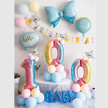 Zēns Zilās Laimīgs 100 Dienas Komplekts 1 2 3 4 5 6 7 8 9 Laimīgs 30 Dienas, Dzimšanas dienas svinības Baby Dušas Balonu Apdare Meitene Rozā Balonu Komplekts