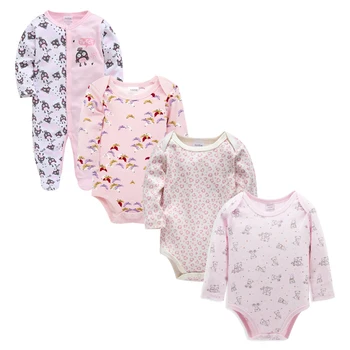 Zīdaiņu 4gab Baby Girl Apģērbu Komplekts Elpojošs roupas de bebe Kokvilnas Apģērbs Pilnu Piedurknēm Ķermeņa bebe set Baby