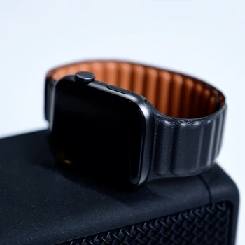 Ādas Saites siksnu Apple skatīties joslas 44mm 40mm iWatch 38mm 42mm watchabnd Magnētiskā Cilpa smartwatch aproce seires 6 SE 5 4 3