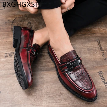 ādas kurpes vīriešiem klasiskā itāļu vīriešu mokasīni krokodils kurpes Coiffeur Lifts kurpes vīriešiem oficiālo slīdēšanas kleitu мужские туфли