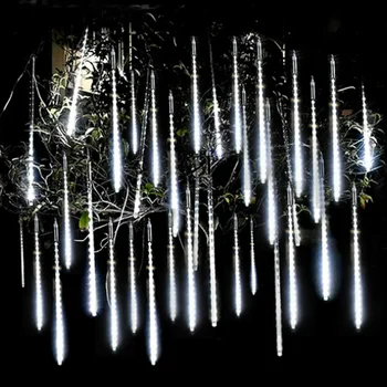 Ūdensizturīgs 3 krāsas, ASV/ ES Plug Vainags 8 Caurules LED Meteor Duša Lietus stīgu gaismas 50cm Lāsteku Sniegputenī Ziemassvētki apdare navidad